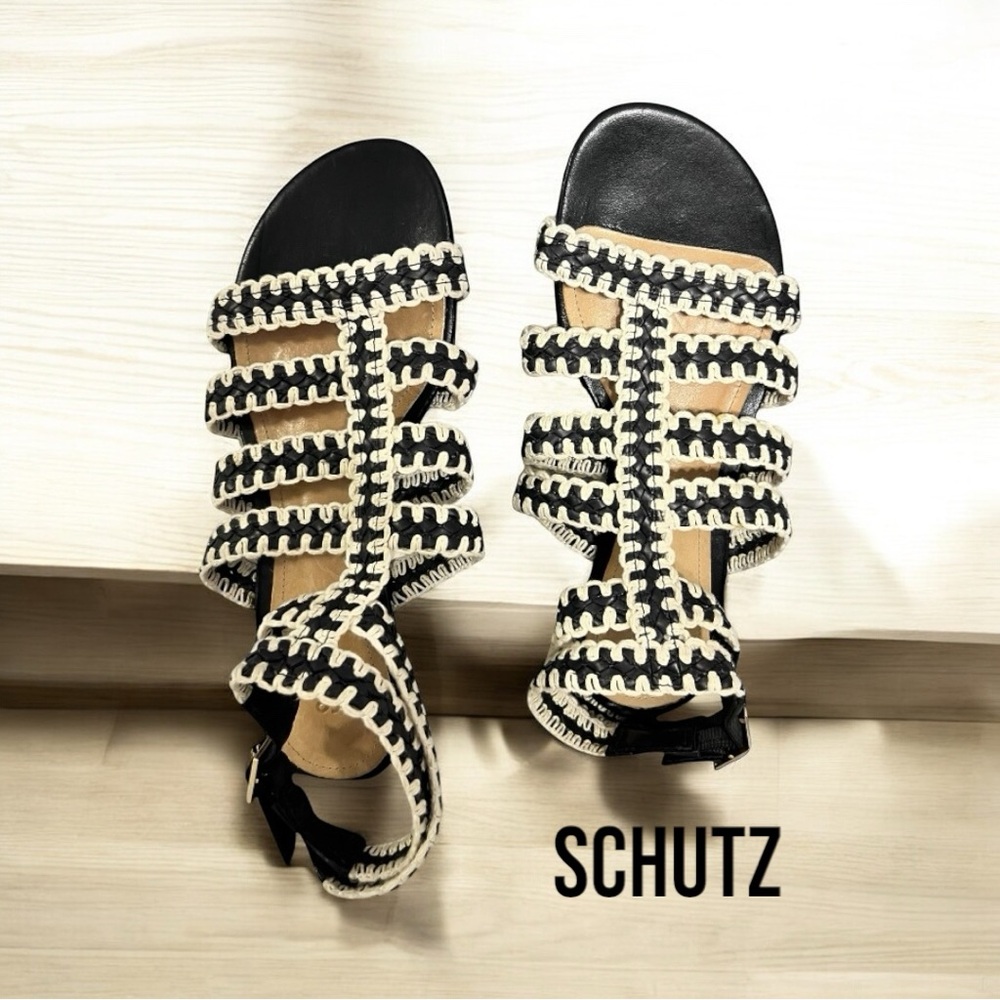 Schutz gladiator sling back Black and Cream Women's Sandals